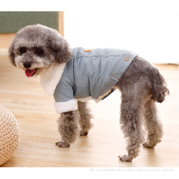Jean à col en laine Dog Coat veste en jean pour animaux de compagnie